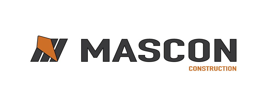 A Mascon Construction logo with a transparent background.